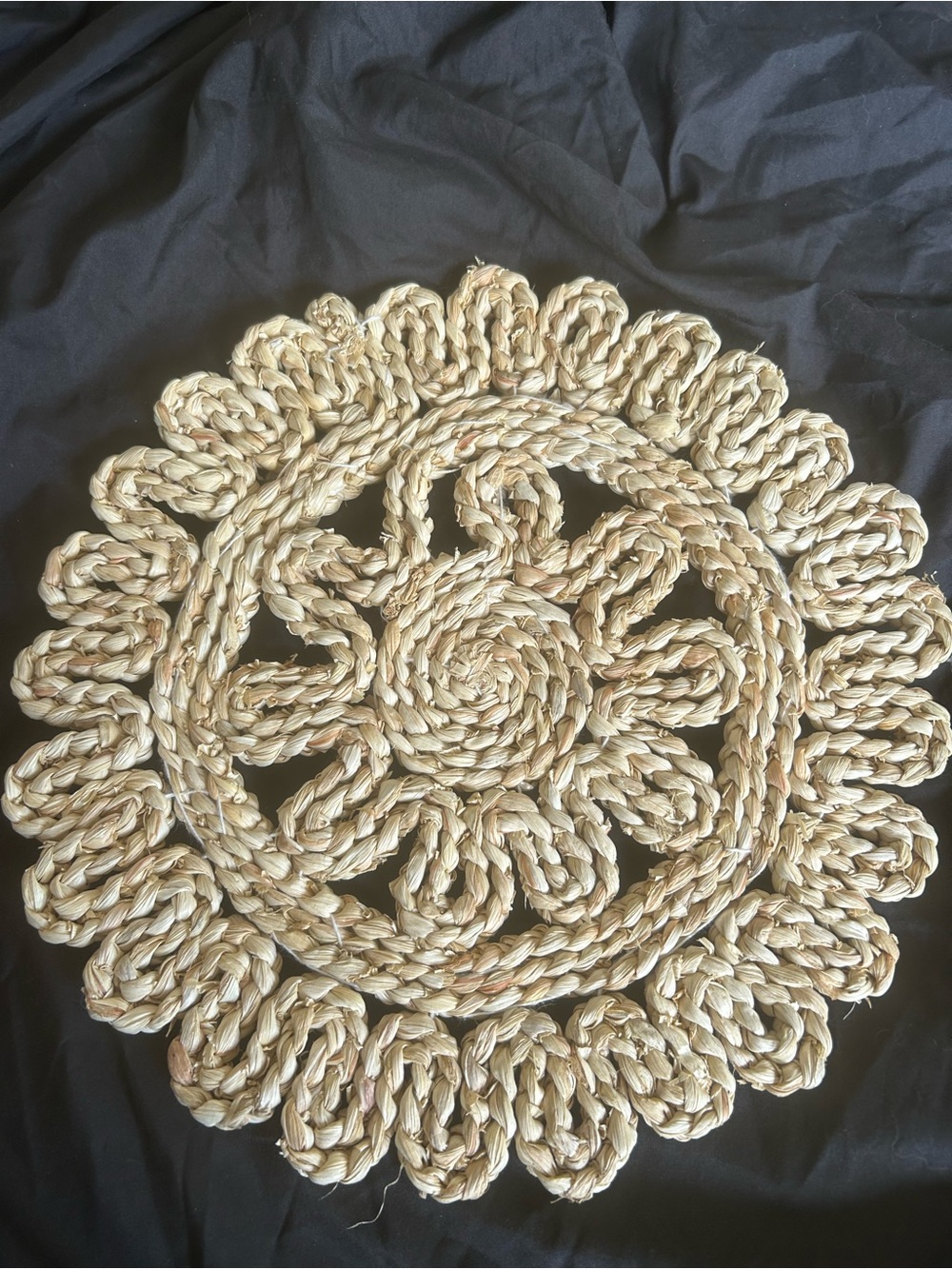 Handwoven Natural Jute Round Wall Art - Neutral Beige